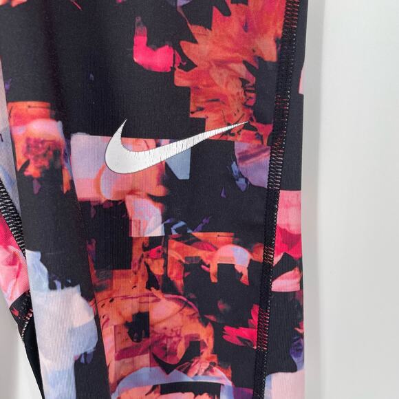 Nike‎ Pro Girls Floral Print Compression Tights Hyper Crimson Size Medium - Picture 6 of 11